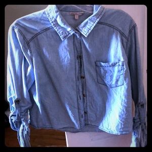 Denim crop shirt